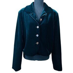 Emil Rutenberg Green Velvet Button Short Blazer Jacket Size L